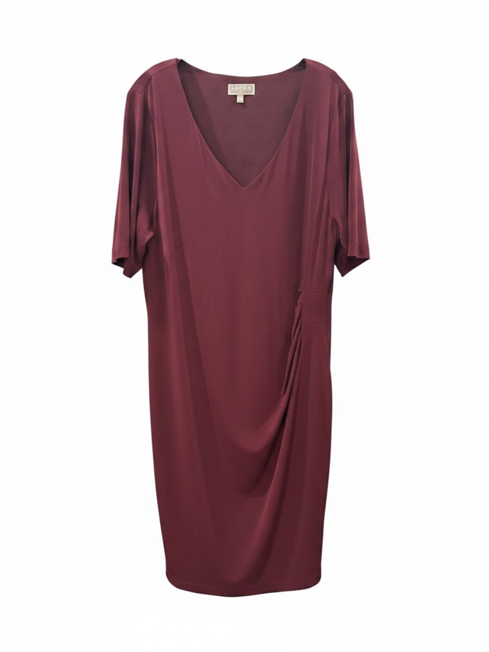 Aura Plus-Size V-Neck Ruched Midi Dress in Plum - Picture 4 of 6